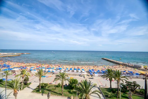 Blue sea front